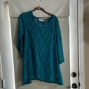 Teal Patterned Women's Top by Attitudes by Renee